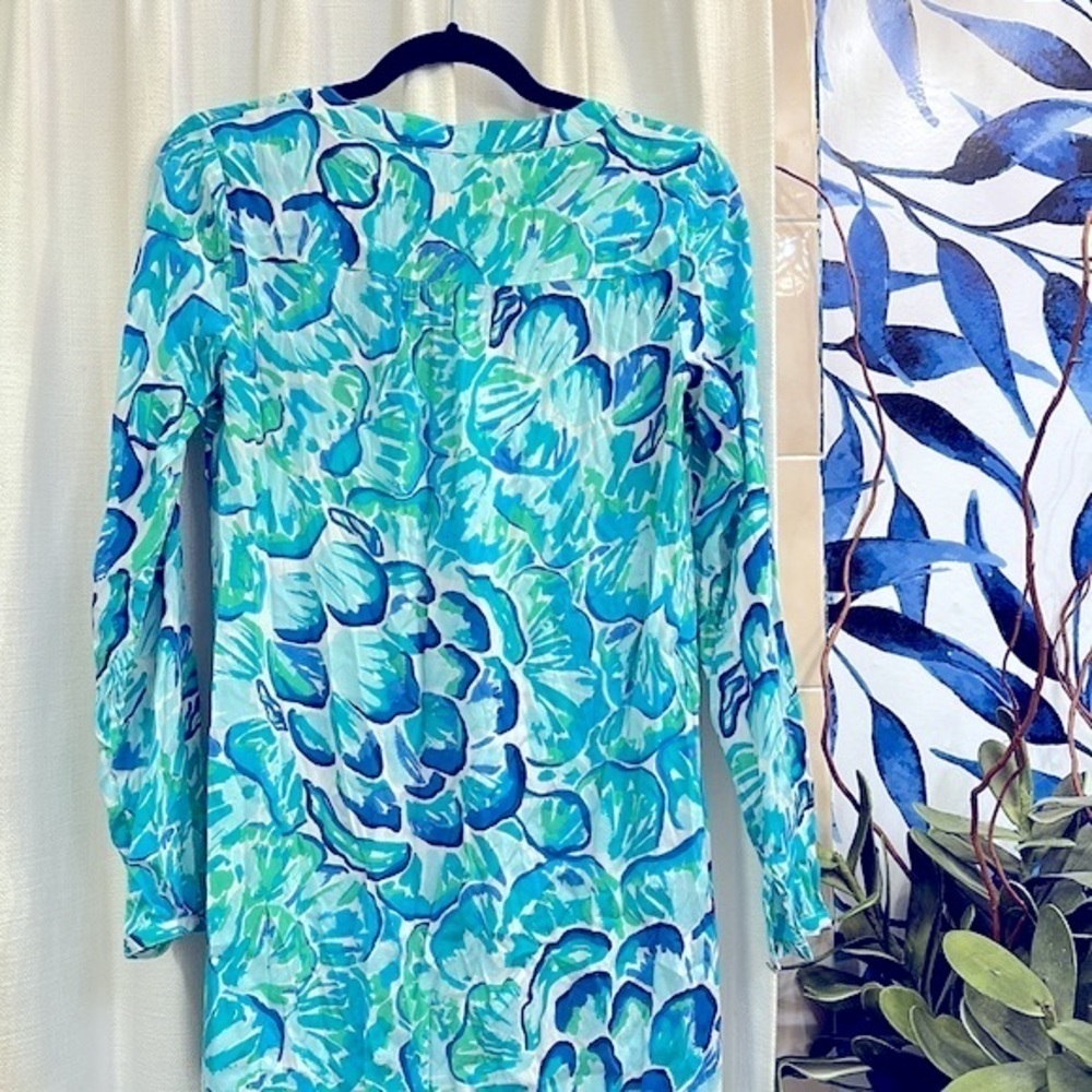 LILLY PULITZER Womens Agate Green Lazy River Delphine Stretch Silk Tunic Dress S - Picture 8 of 11